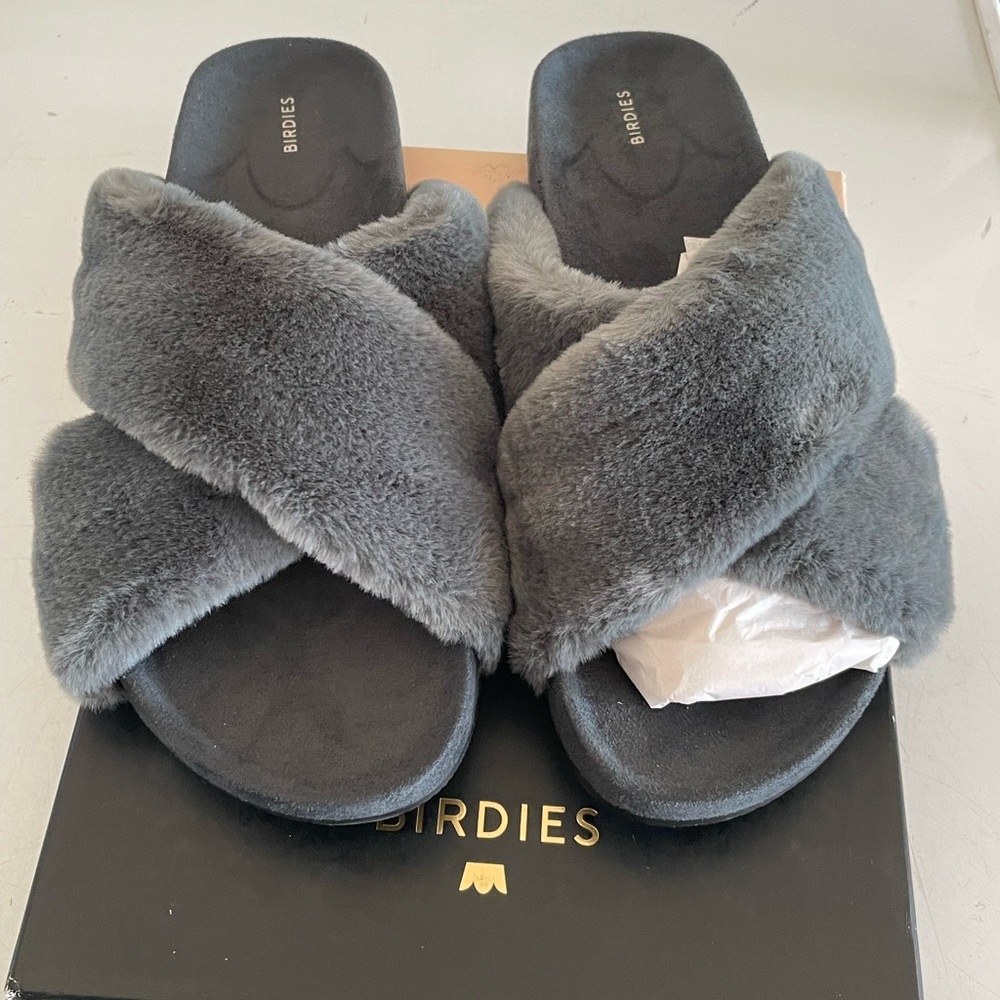 Birdies - 10.5 - Robin - Pewter Faux Fur